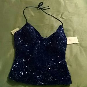 Royal blue beaded halter
